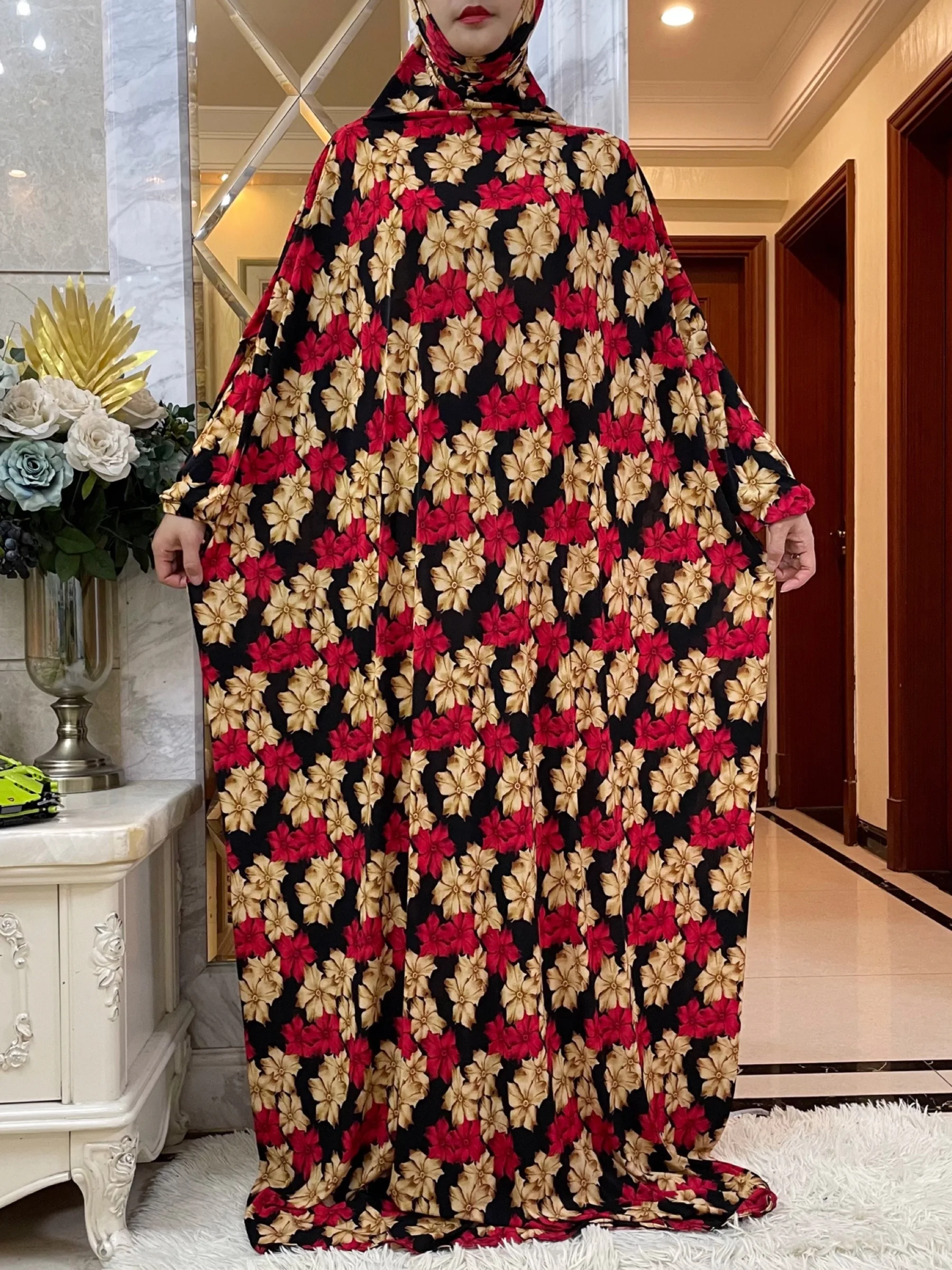 2024 Eid Hooded Muslim Women  Dress Prayer Garment Abaya Long Khimar Full Cover Ramadan Gown Abayas Islamic Clothes Niqab Robe