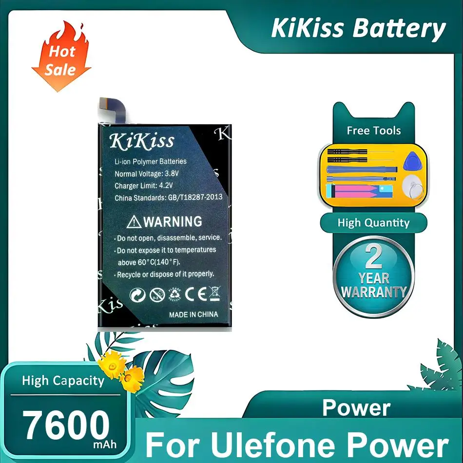 KiKiss Battery For Ulefone Power,Power,7600mAh
