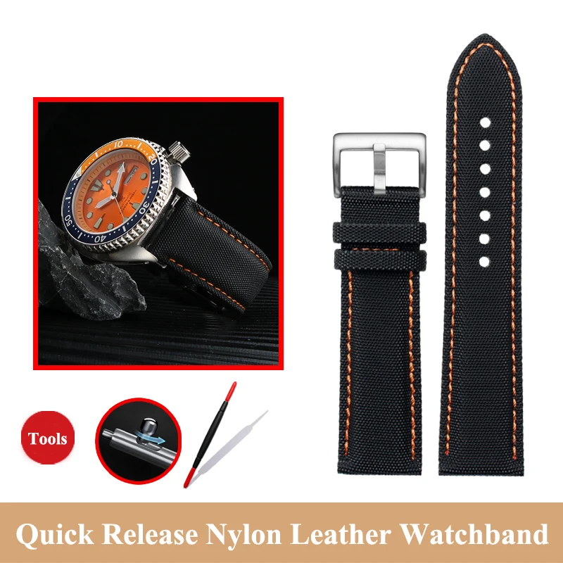Zegarek ze skóry nylonowej bransoletka z paskiem 20mm 22mm 24mm dla Breitling Tissot Casio Tudor Seiko mężczyźni kobiety tkanina płócienna zegarek