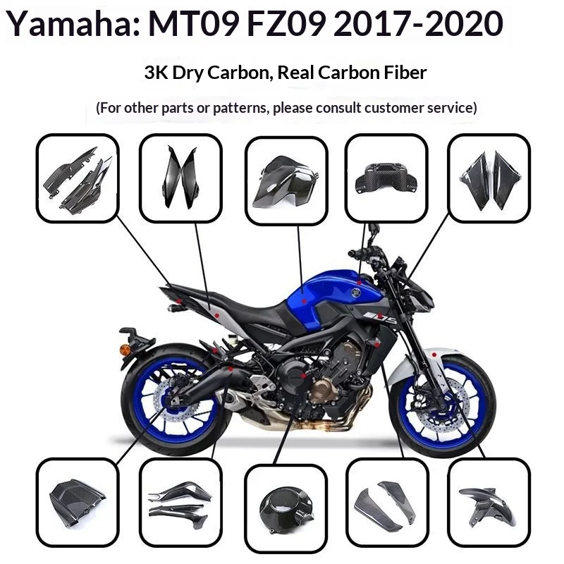 MXMOTOGP Carbon-Fiber Fairing Kit for Yamaha MT09/FZ09 (2013-2020) with 3K Dry Carbon for Cross-Border Trade