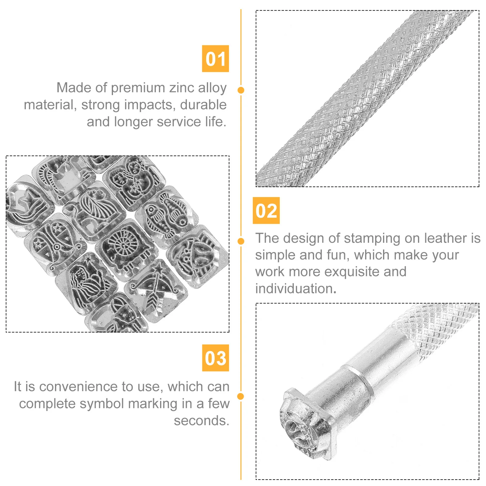 

1 set Pattern Stamps Stamping Tool Kit Premium Zinc Alloy Punch Press Handle For Diy Craft Craft