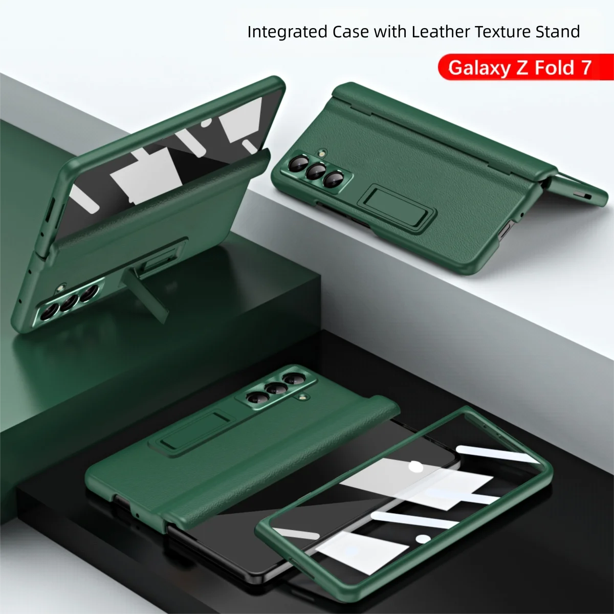 Leather Phone Case for Samsung Galaxy Z Fold 7 6 5 4 3 Fold7 Fold6 Fold5 Magnetic Hinge Stand Back Cover with Mirror Film YYC006