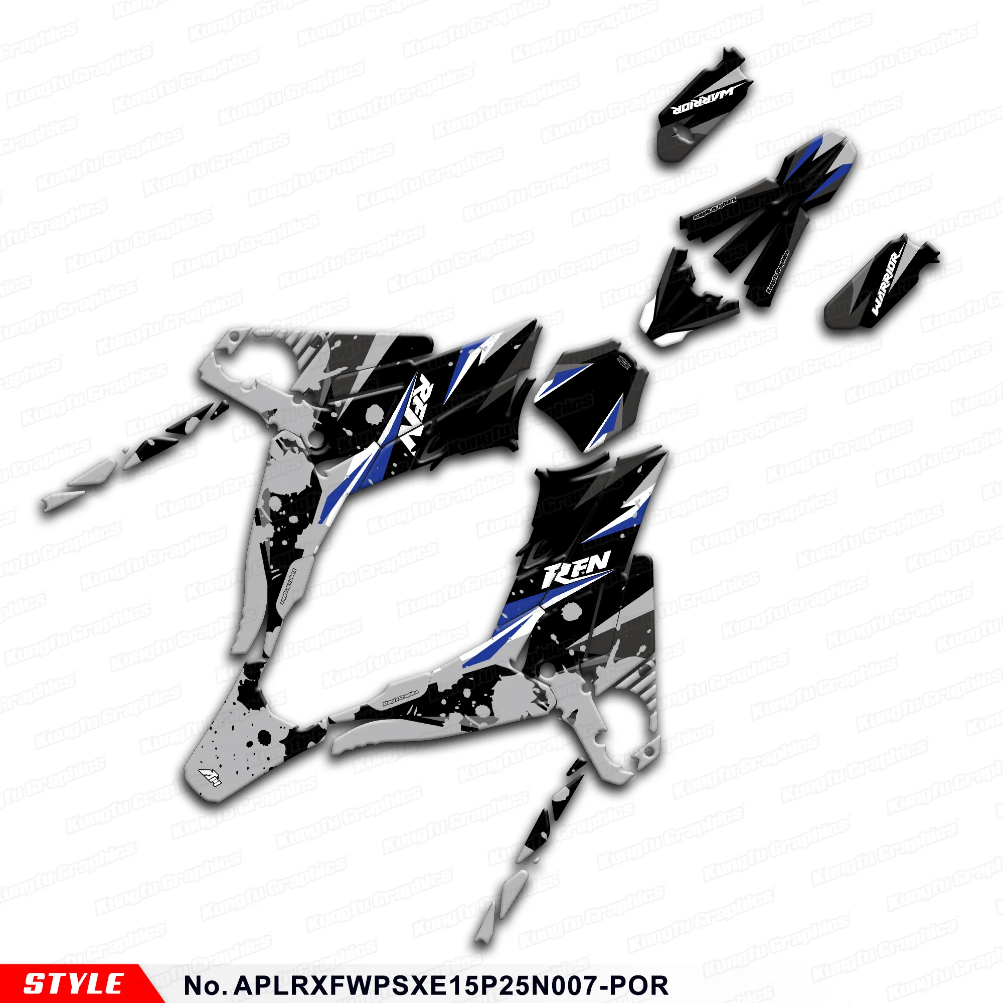 

JY RACING Custom MX Graphics Stickers Complete for Apollo Apollino RFN Warrior Pro SX-E15 / SX-E15 PLUS Glossy Laminate, Shield