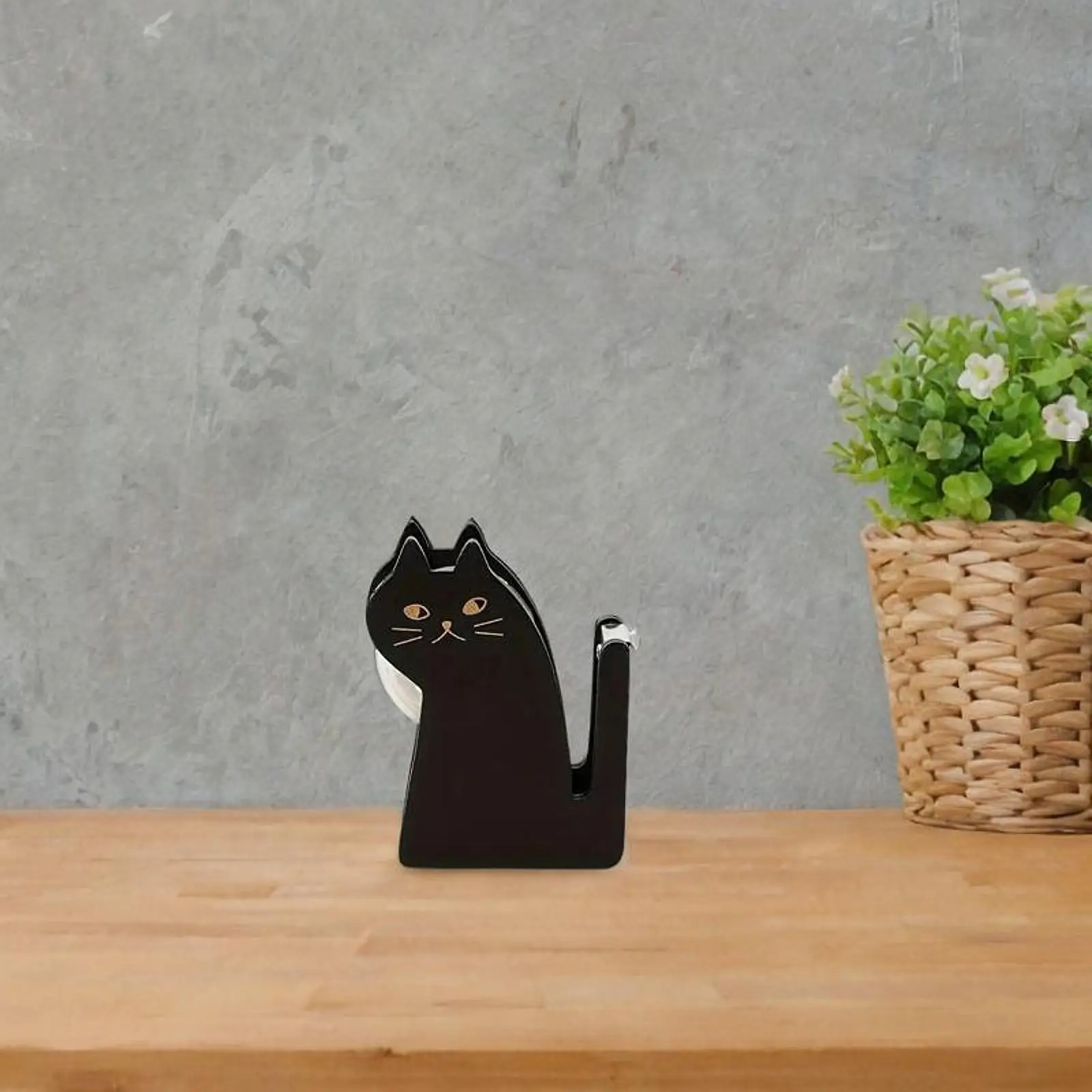 Деревянный диспенсер для ленты в форме черного кота, офисный настольный аксессуар, легкие и прочные канцелярские принадлежности, держатель для декоративной ленты