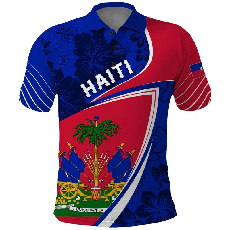 

3D Printed Polo Shirts For Men Haiti National Flag Youthful Polo Shirt New Polynesian Short Sleeve Tops Women Kid Casual Clothes