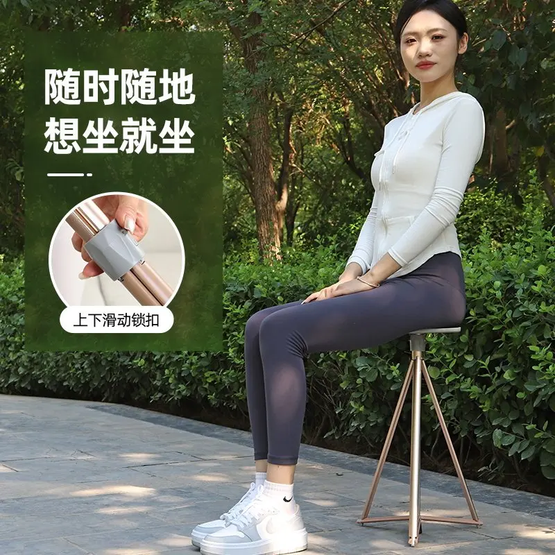 Foldable Multi‑Function Cane Seat Anti‑Slip Portable Walking Stick Lightweight Mobility Aid For Elderly