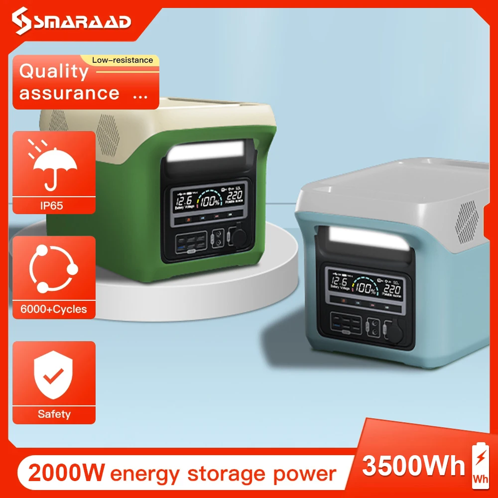 Large Capacity Portable Energy Storage 2000W 3500Wh Portable Charging Station Outdoor Camping Emergency Energy Storage Boiler