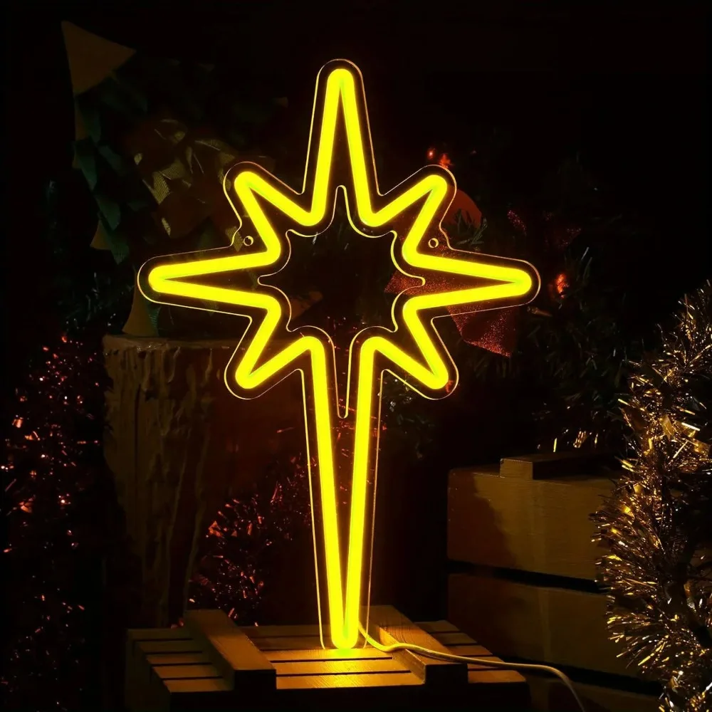 

Светодиодная неоновая звездная лампа, настенные художественные украшения, яркая белая декоративная вывеска для дома, вечеринок и праздничной атмосферы, неоновые вывески