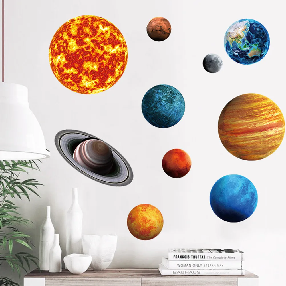 Glow-in-the-Dark Wall Decal, 30x30cm Sun Design, Easy Apply & Removable PVC Luminous Bedroom Decor
