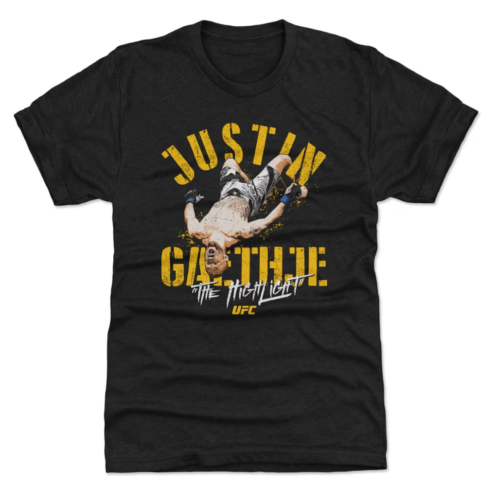 

Men's 500 Level Heather Black Justin Gaethje "The Highlight" UFC Graphic T-Shirt MMA Fan Casual Apparel Fight Signature Design