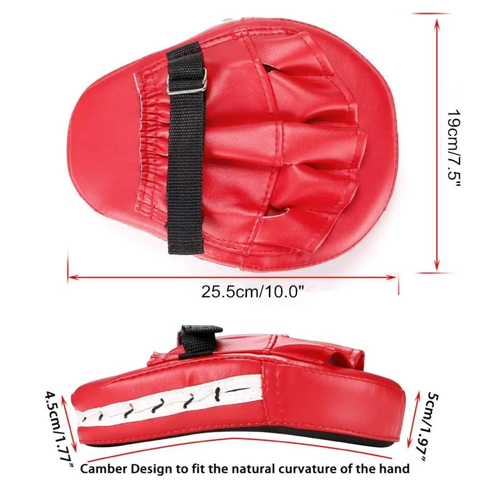 1/2 pcs KickBoxing Gloves PU Leather Punching Mitts Karate Muay Thai Sanda Combat Training Curved Baffle Hand Target Pads Thicke