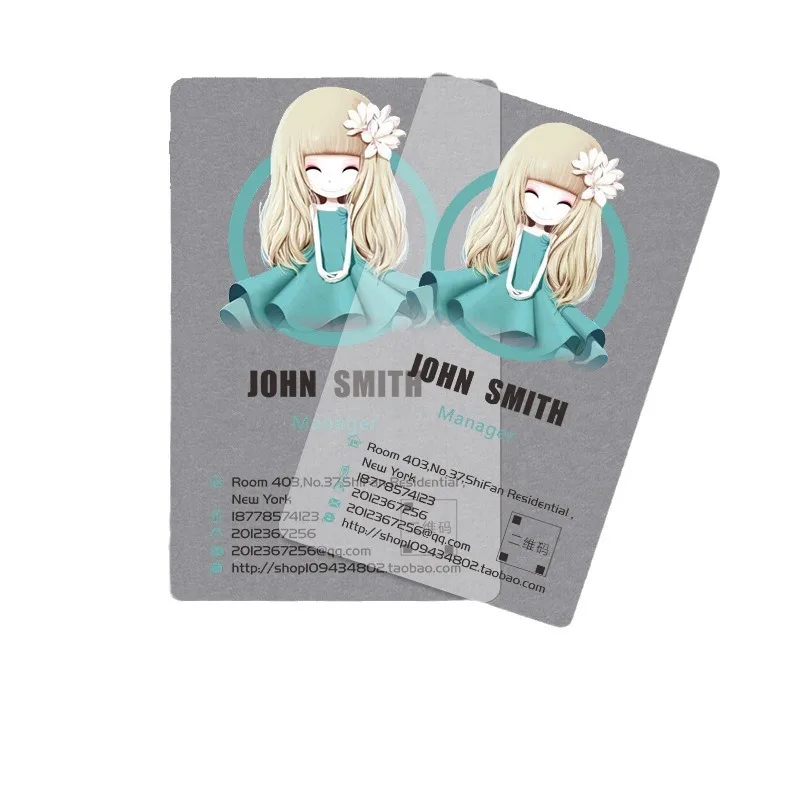 Customized. QR Code Card Greeting Card Chalk Business Card Production Transparent PVC Business Card Design Printing Frosted