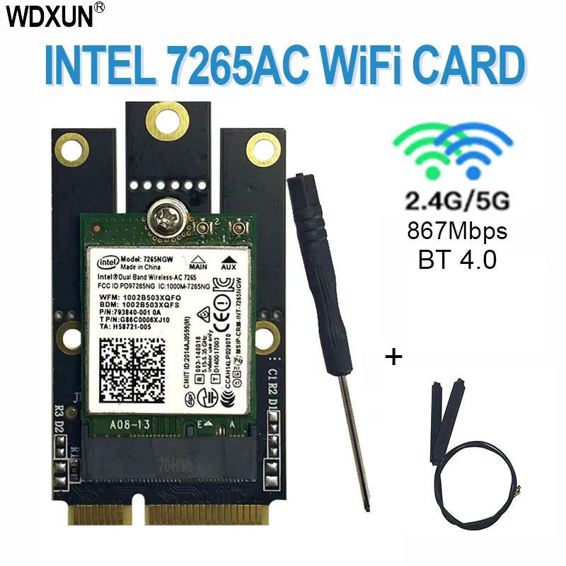 Dual band intel Wireless Karte AC 7265 7265NGW ac7265 7265ac 802,11 ac WiFi + Bluetooth 4,0 867Mbps NGFF lan karte