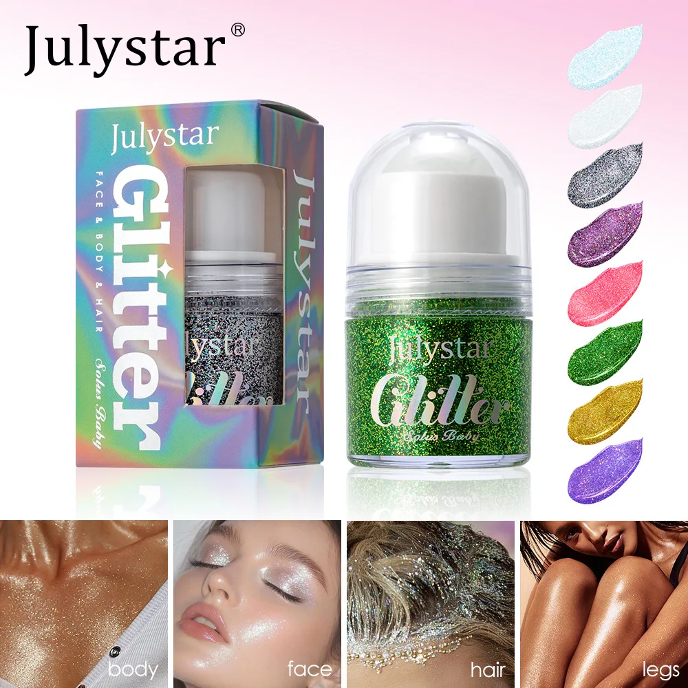 

Julystar 8 Color Rollerball Glitter Gel Eyeshadow Flash Gel Stage-grade Waterproof Glitter Makeup Christmas Stage neon eyeshadow