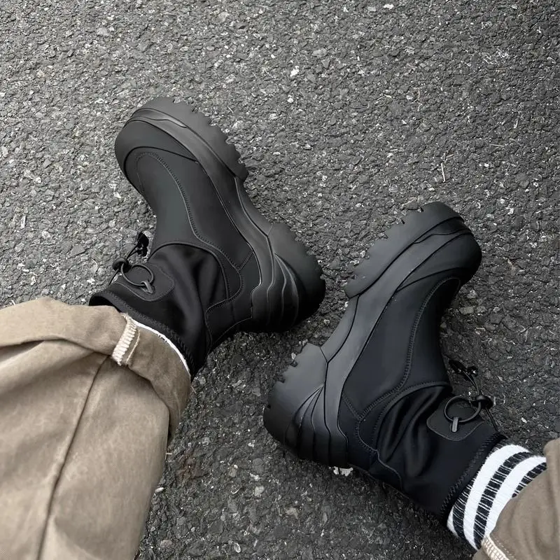

2025 High-top Tooling Outdoor Hiking Winter Velvet Black British Trendy Men's Platform Locomotive Boots