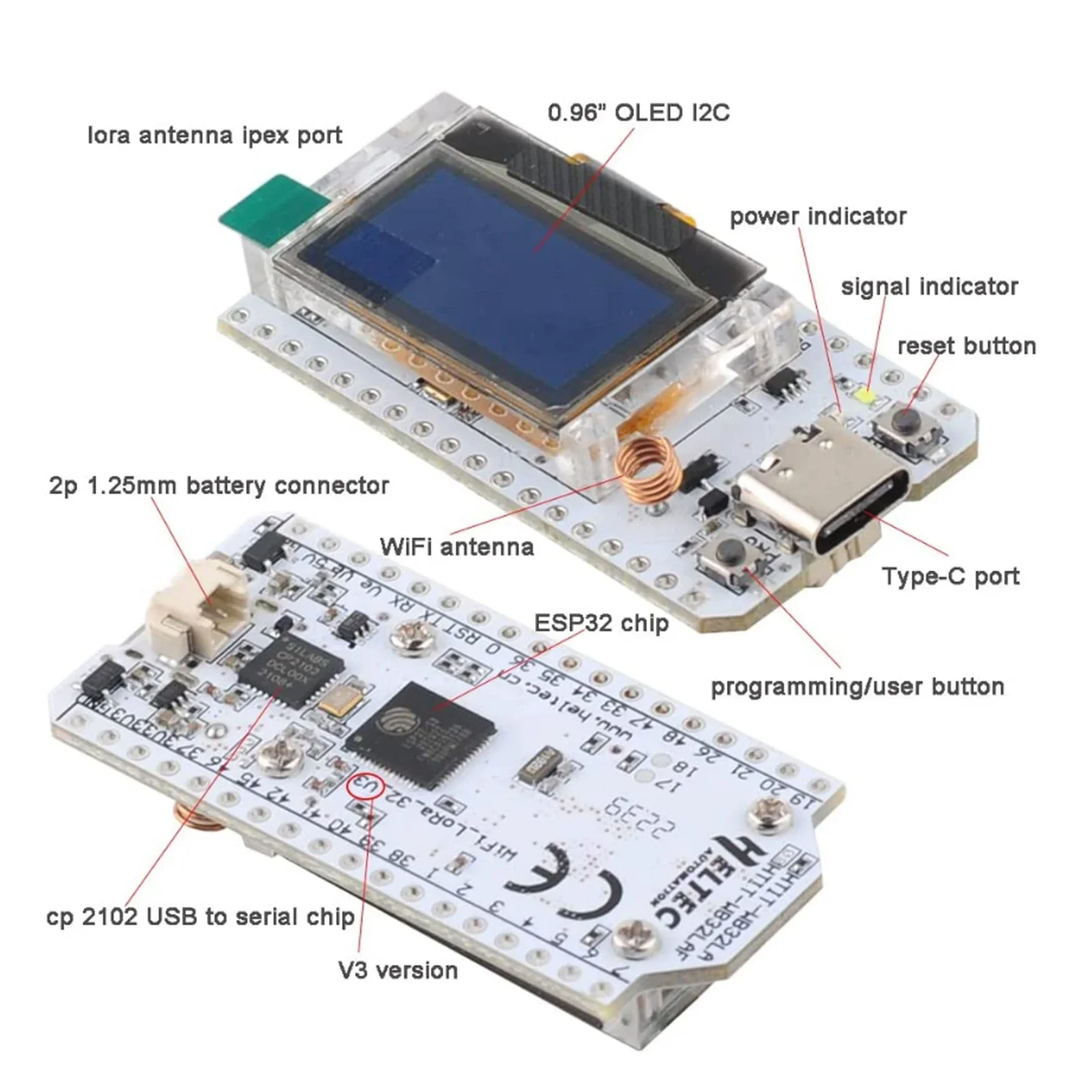 lora-kit-de-carte-de-developpement-wifi-pour-les-revieardu37meshtastic-ecran-oled-bt-lora32-sx1262-esp32-v3-096-pouces-915mhz-2-ensembles