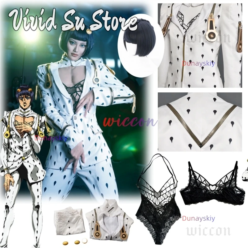 

Bizarre Bruno Bucciarati Cosplay Men's Golden Wind Bruno Cosplay Costume Top And Pants Lace Inner For Halloween Costume