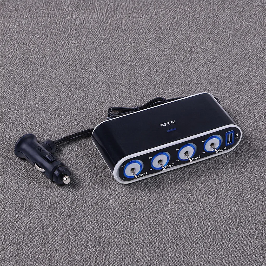 

Dc Car Cigarette Lighter Splitter Adapter Black 5V 500Ma USB Port 12V 24V Socket for Phone GPS Inverter