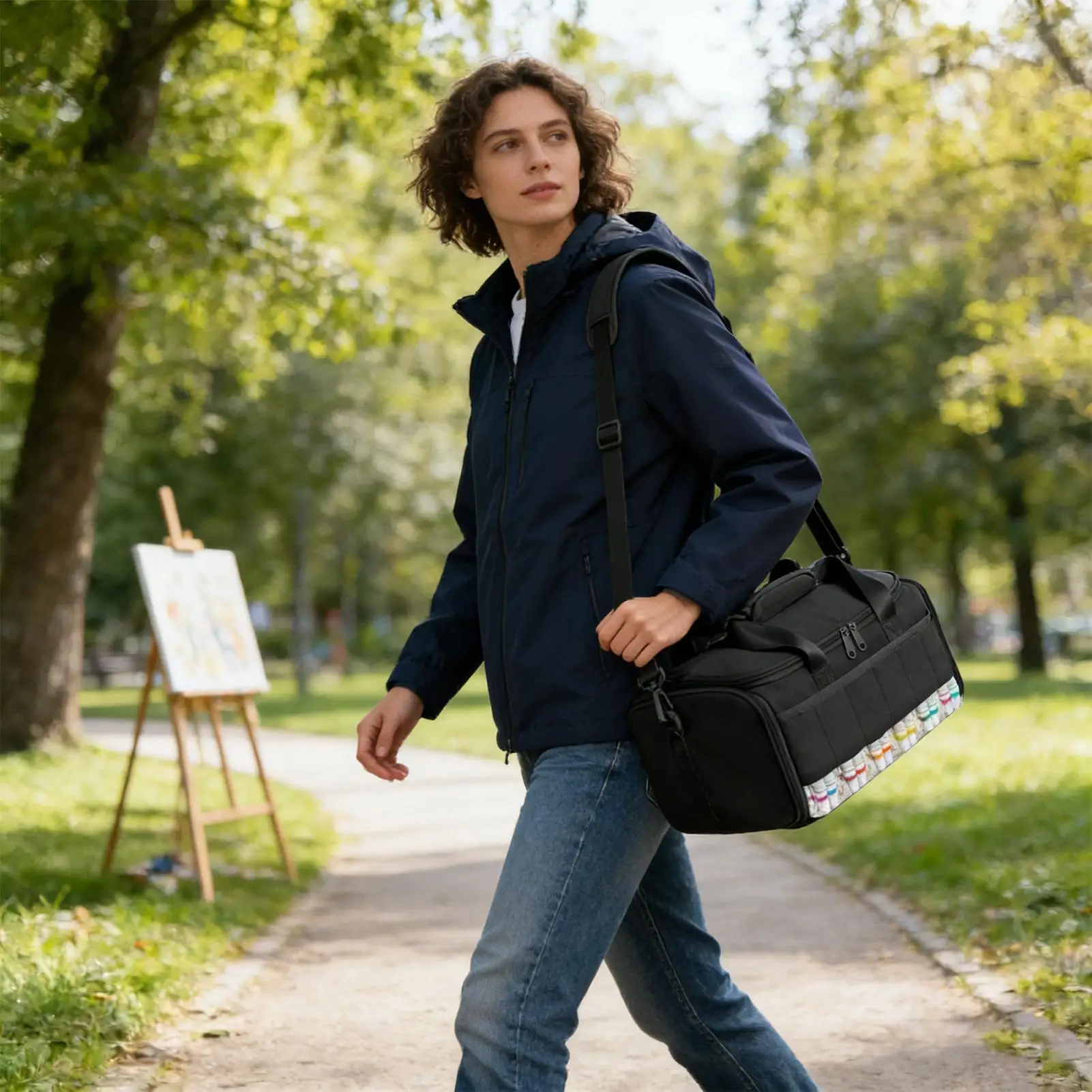 

Acrylic Paint Organizer Bag Portable Carrying Holder With Strap Oxford Large Capacity Paint Organizer Bag With Tool Storage