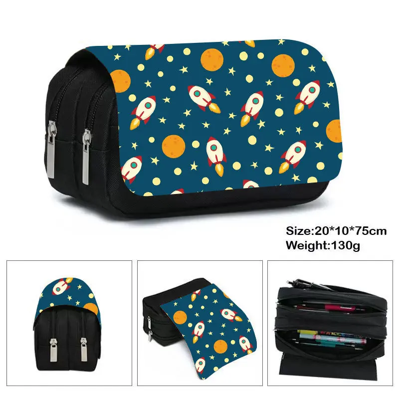 Magic Space Planet Print Cosmetic Case Pencil Bag Multicolor Galaxy Star Moon Pencil Box Stationary Bags School Case Supplies