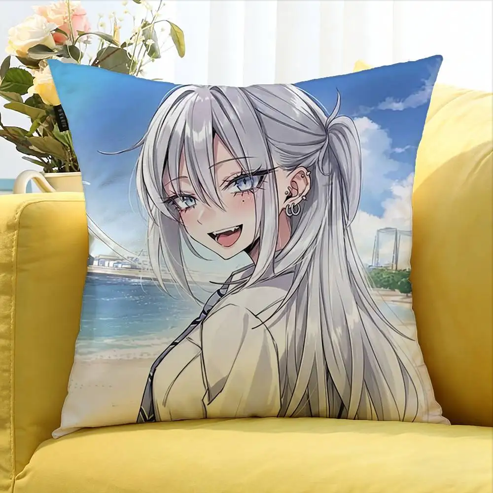 H-Haimiya Mio Cute Senpai  Various Sizes Square Pillow Case For Car Home Bedchamber Decor