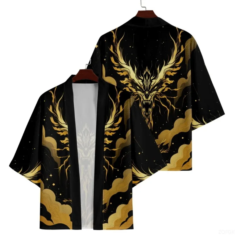 

Japanese Anime Dragon 3D Print Kimono For Men And Women Street Retro Style Haori Loose Cardigan CosPlay Beach Yukata Tops
