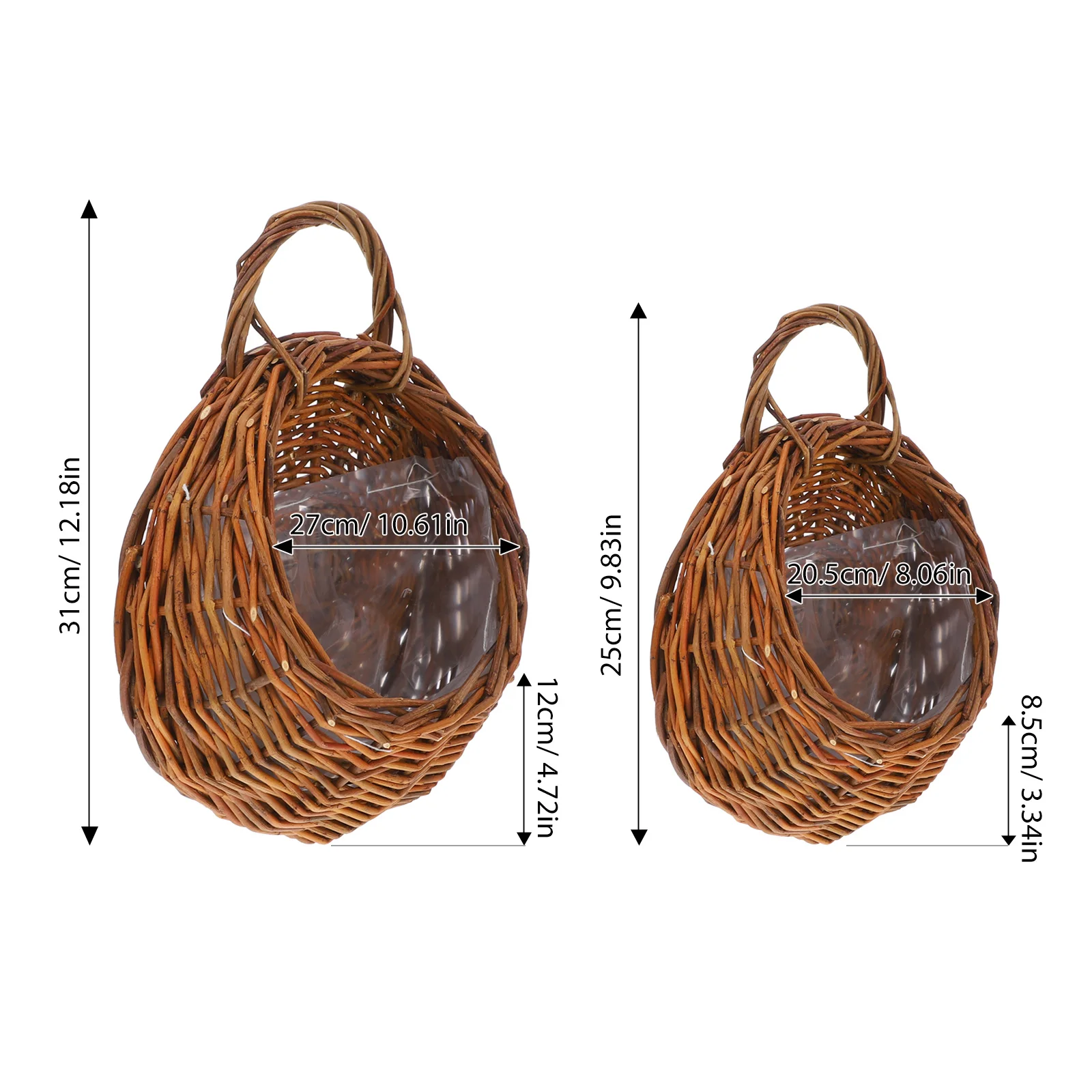 2 قطعة زهرة جدار الروطان معلقة حديقة زارع للديكور المنزل المنسوجة الزهرية سلة للزهور المجففة حاوية النبات