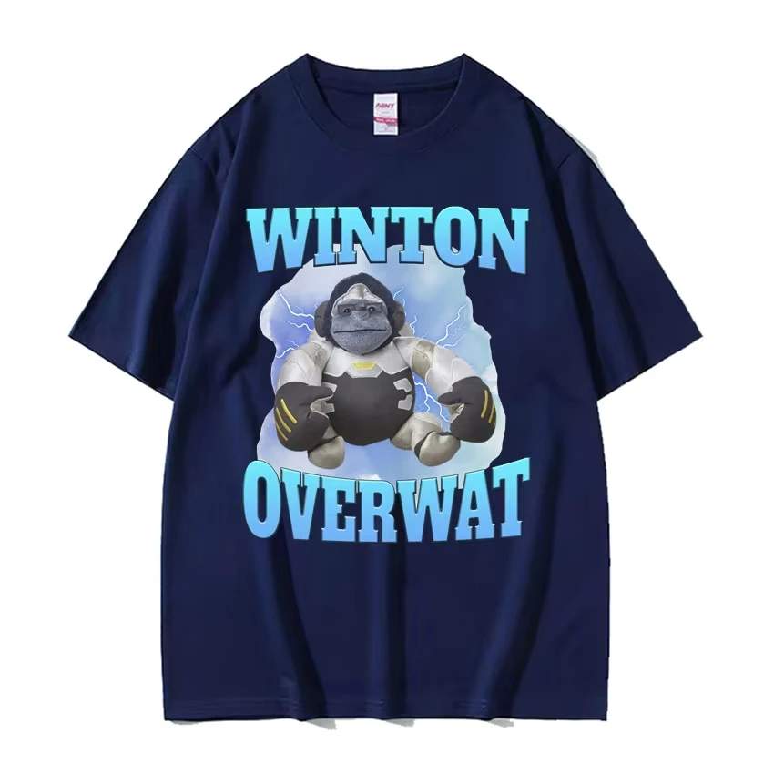 Winton Overwat Meme Funny Gaming T Shirt Men High Quality Casual Oversized Tshirts Unisex Retro Cartoon Pure Cotton T-shirt Tops