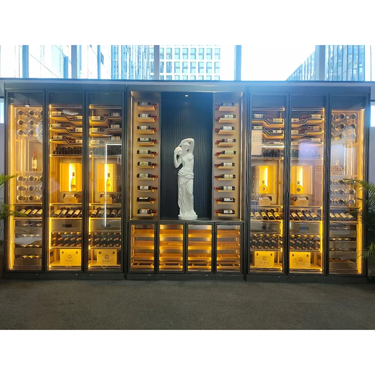 Custom Wine And Beverage Cooler Modern Style Restaurant Wine Cabinet Wine Cellar With Compressor Cooling