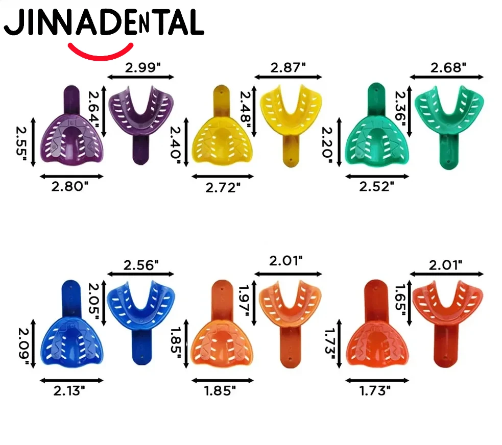 12pcs/set Dental Impression Trays Lab Set Plastic Adul&Kids Multi-Color Upper Lower Jaw for Accurate Molding Dentistry Supplies