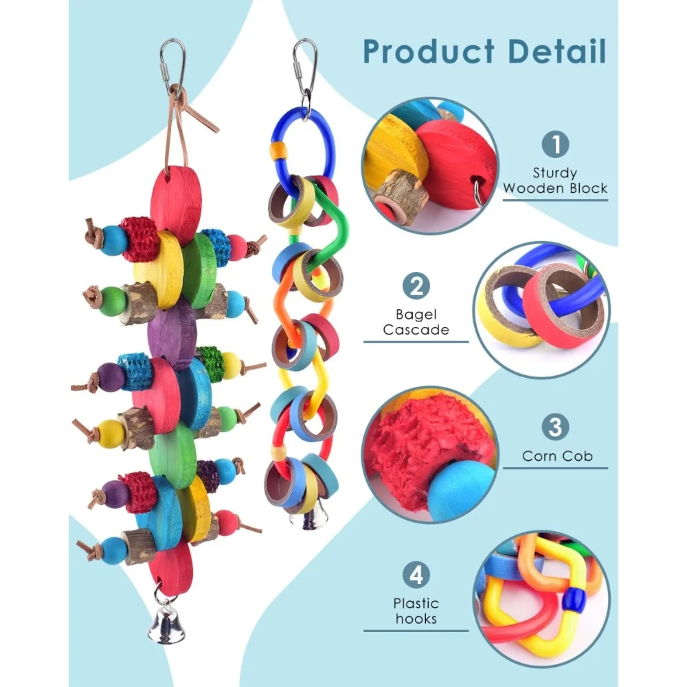 Bird Chew Toys Multicolored Bagel Cascade Bird Parrot Biting Paper Cardboard Olympic Rings Conures Cockatiels Cockatoos Macaws