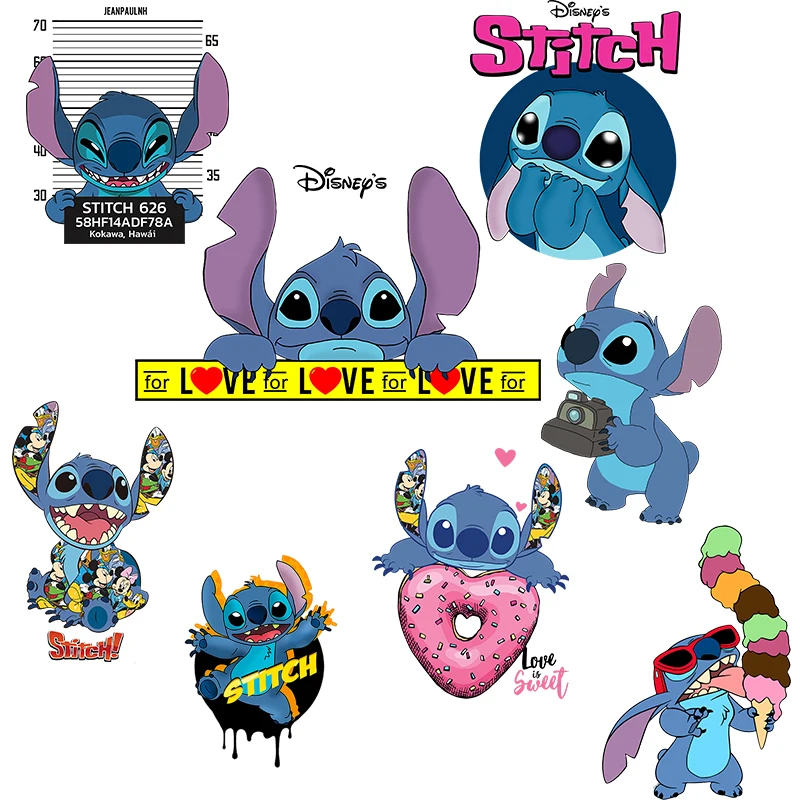 Cute  Lilo & Stitch Stickers Transfer Patches for Jackets DIY T-Shirt Clothing Thermoadhesive on Kids Clothes Christmas Decor