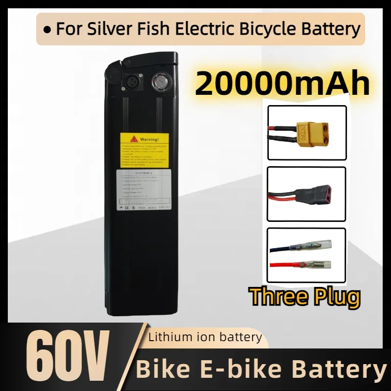 60V 20Ah lithium battery Silver Fish Battery  Bicycle Lithium Battery For transportation equipment Outdoor Power Supplies etc