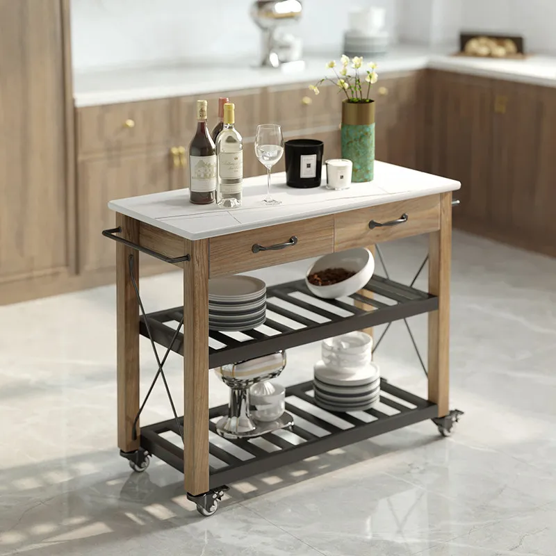 

Передвижной кухонный остров-столик для хранения, для гостиной, зоны отдыха, балкона, деревянная мебель MH40DT