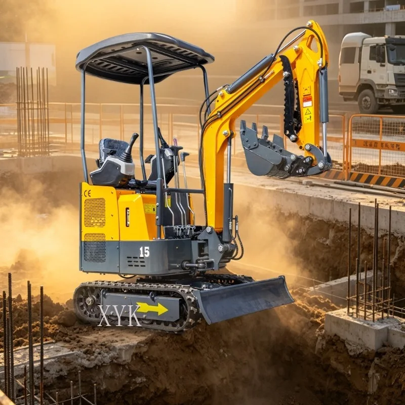 FOB Price  Household Mini Excavator Crawler Multifunctional Orchard Digging Machine HT15 Small Construction Excavator