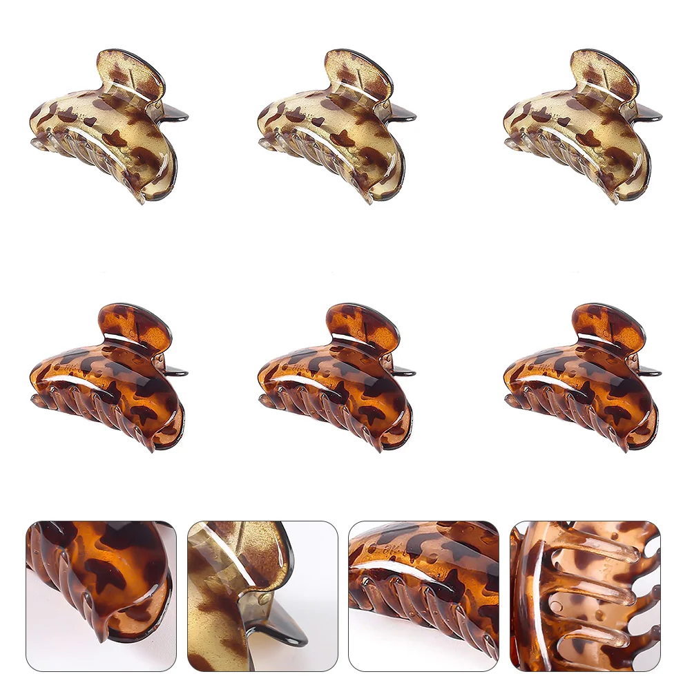 6 Pcs Trendy Leopard Hair Clip Jaw Clamp Claw Barrette Pin Make up Shower Plastic Women Woman Barrettes