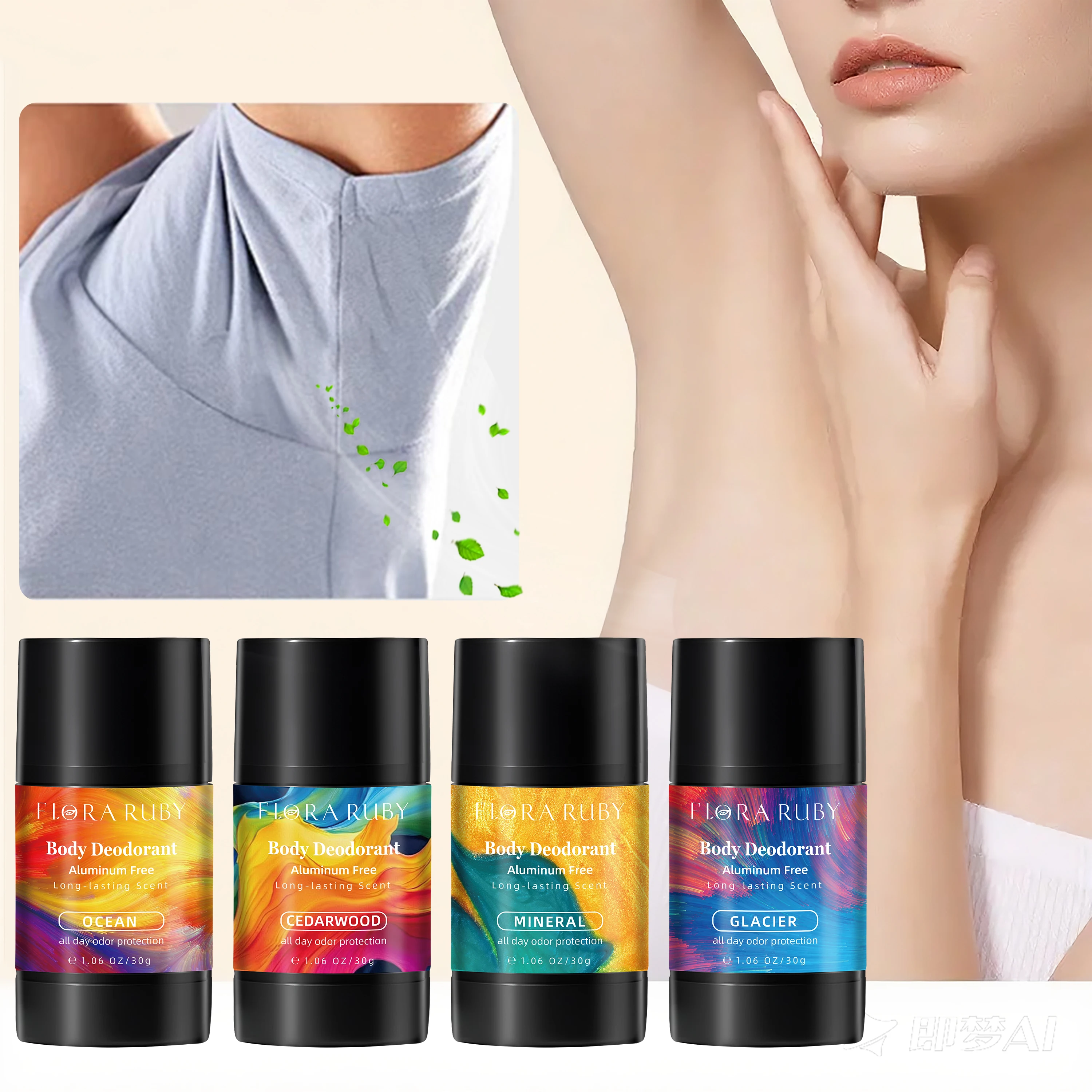 فلورا روبي خالية من الألومنيوم 48 ساعة من العطر الابتدائي تحت الإبط 30 جرام/1.06 أونصة عصا مزيل العرق رائحة تدوم طويلاً #5