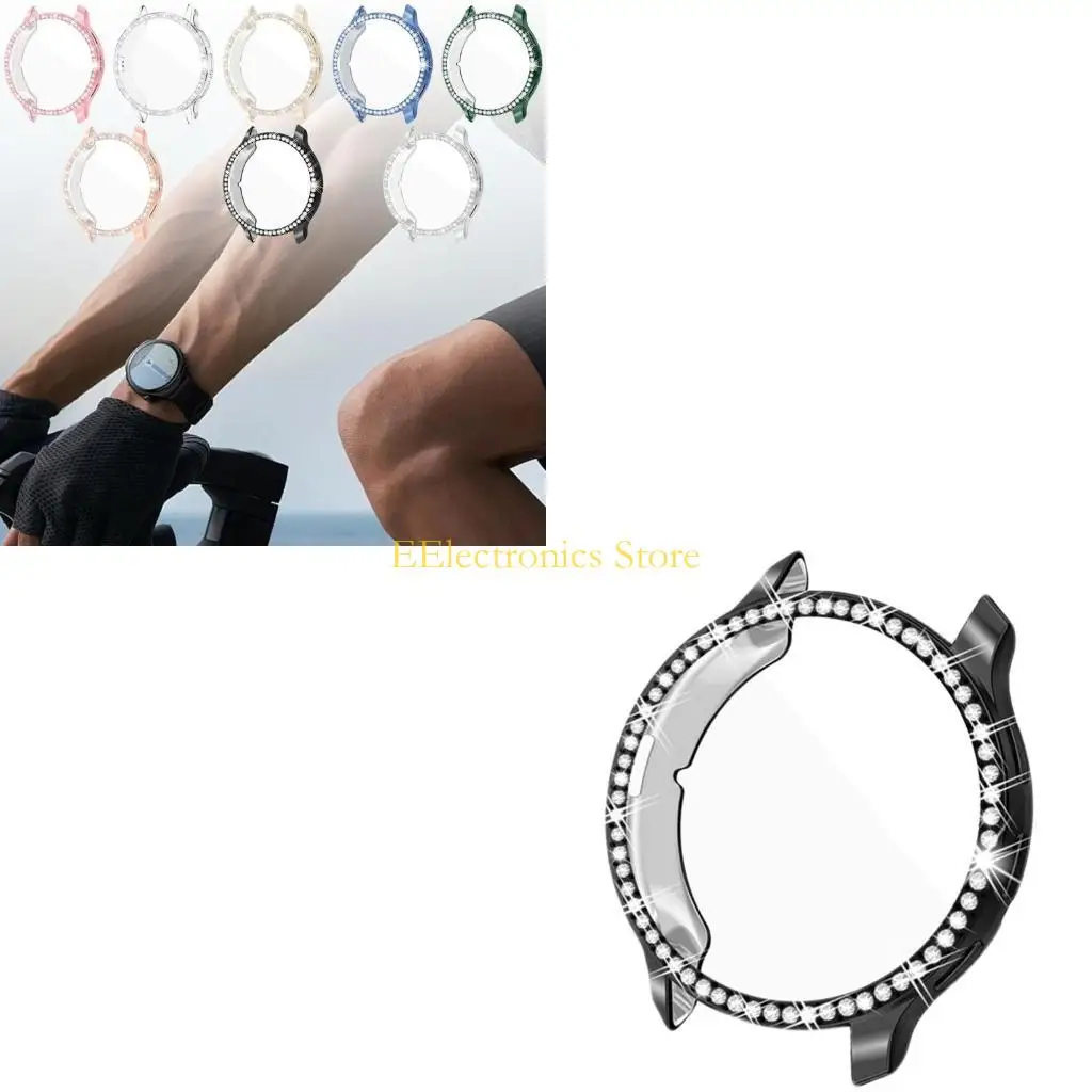 B03C TPU Protective Case Cover with Imitation Diamond Decors Electroplating Housing for Venu 3/3S Elegant Watch Accessory