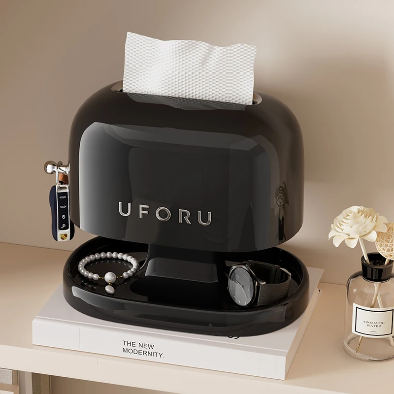 UFORU Taschentuchbox – Retro-Servietten-Organizer, kreative doppellagige Aufbewahrungsbox für Wohnzimmer, dekorativer Taschentuchhalter für den Haushalt