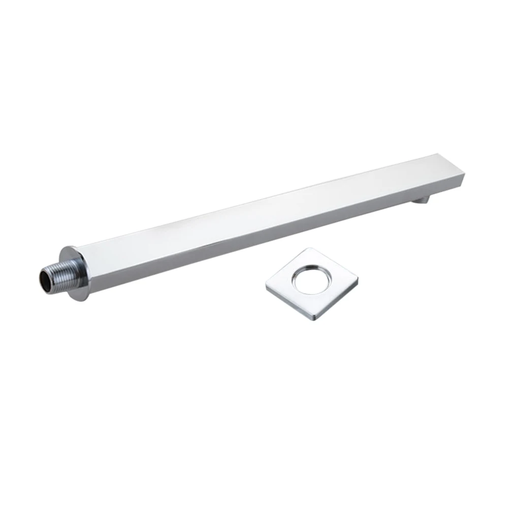 

Square Brass Shower Arm Wall Mount Ceiling Shower Bracket Bathroom Bath Extension Pipe, 45cm