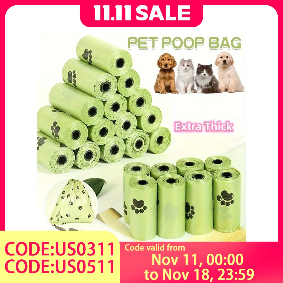 210 قطعة/14 لفات من أكياس البراز السميكة المقاومة للتسرب والرائحة مع تصميم طباعة مخالب - سهلة التنظيف، مادة البولي إيثيلين #1