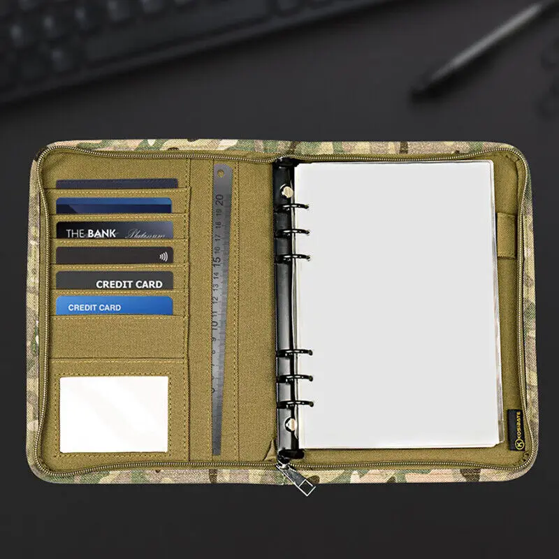 Outdoor Padfolio Ring Binder with 80 Sheets of Loose-Leaf Paper Military Memorandum A5 Weatherproof Tactical Notebook