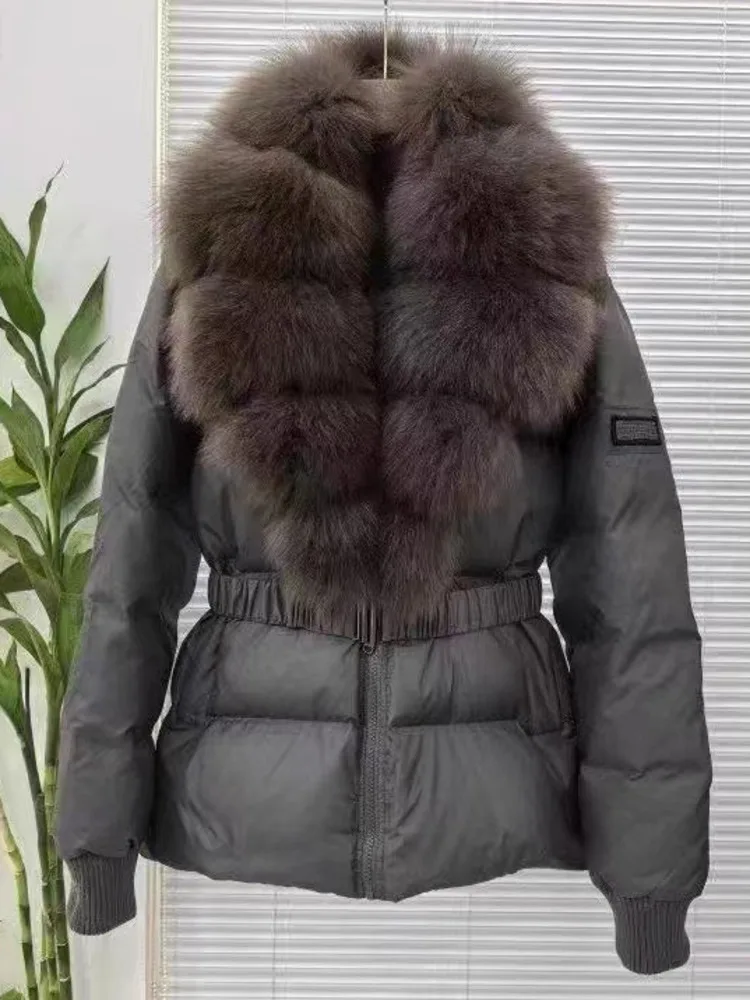 ZMEENNA Piumino nero elegante da donna con soffice collo in pelliccia sintetica Capispalla invernale elegante e caldo ZM3893