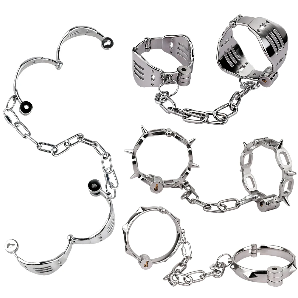LEZEE 3 Styles Foot Cuffs Stainless Steel Ankle Restraint Cuff Femboy Abstinence Bondage Device Adult Game Sex Toys For Men