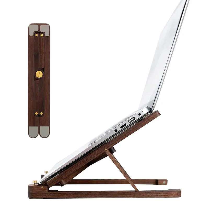 

Wooden Laptop Stand Height Adjustable Foldable Portable Anti Slip Ergonomic Laptop Riser Holder Computer Bracket Accessories