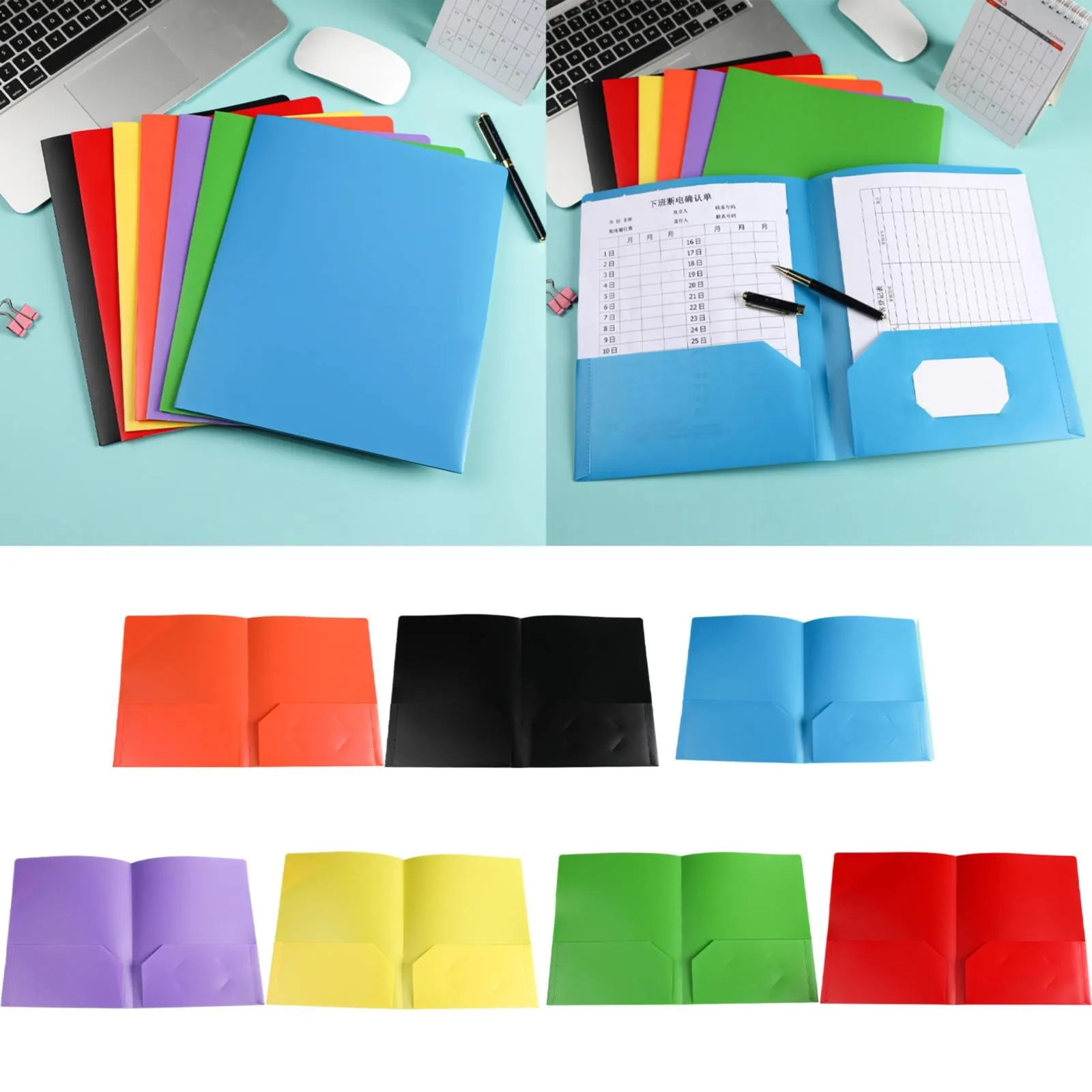 

Standard Letter Paper Folder 2 Business Card Slot Plastic Folders With Pockets Office Document Organizer School Supplies