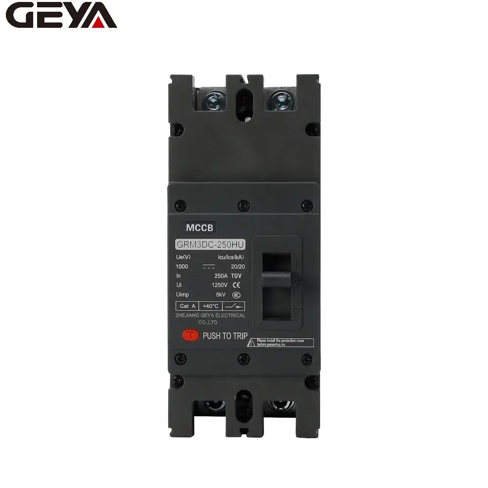 GEYA GRM3DC-250HU-2P 63A-320A DC1000V 63A 100A 125A 200A Mould case DC MCCB Circuit Breaker 125 Amp 2P/3P SOLAR PV SYSTEM