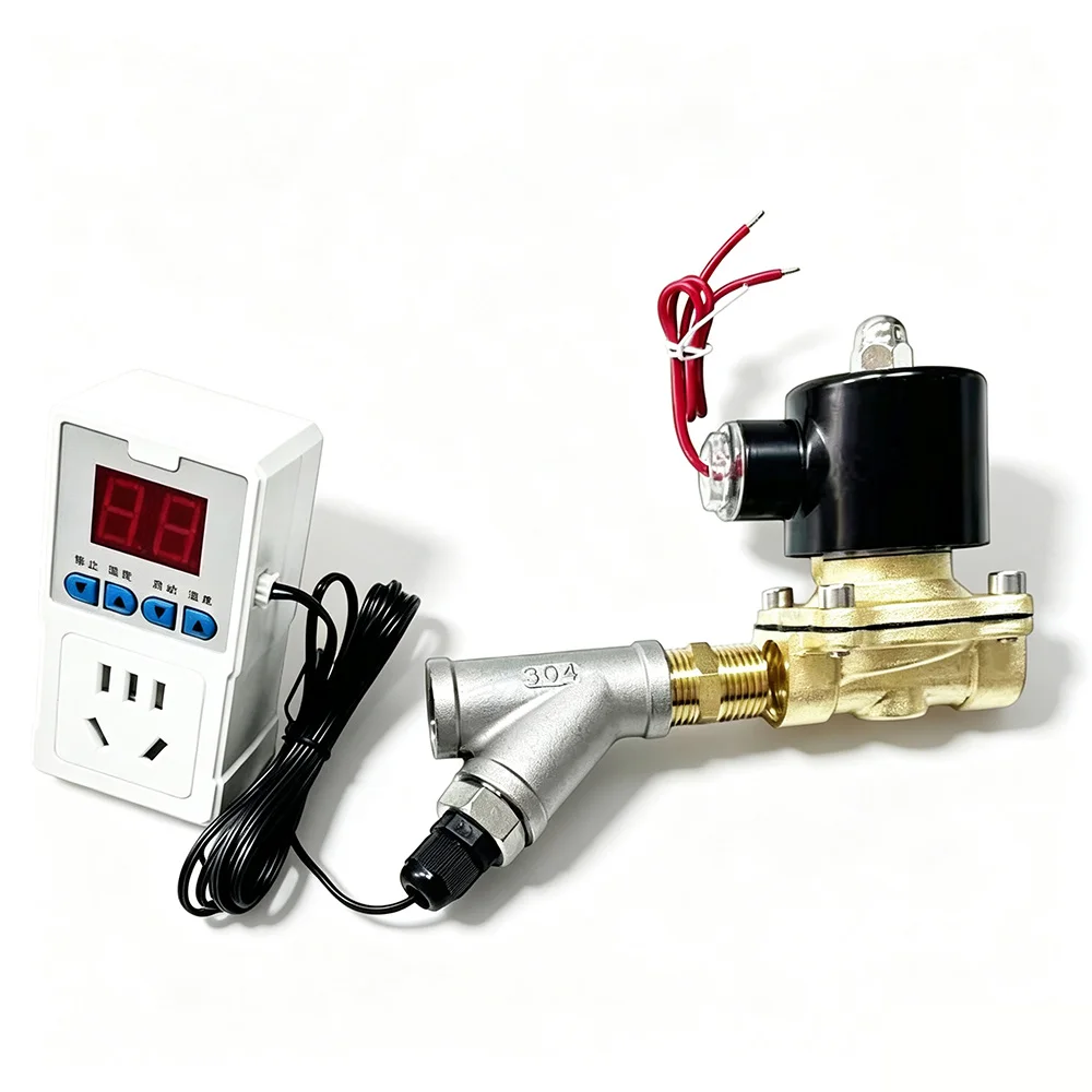 220V Intelligent Temperature Control Switch, Hot Water Circulation Controller with Solenoid Valve for Air Source Heat Pump
