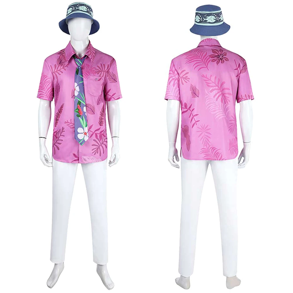 Nick Cosplay Adult Kids Pink Costume Cartoon ZOO 2 Roleplay Outfits Men Boys Hawaii Printed Shirt Pants Tie Hat Set Halloween