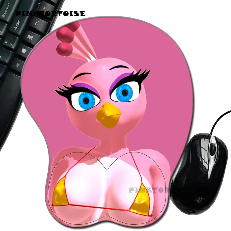 PINKTORTOISE 만화 애니메이션 3D 섹시한 가슴 실리콘 마우스 패드, 손목 받침대 지지대, 귀여운 동물 마우스 매트 마우스 패드